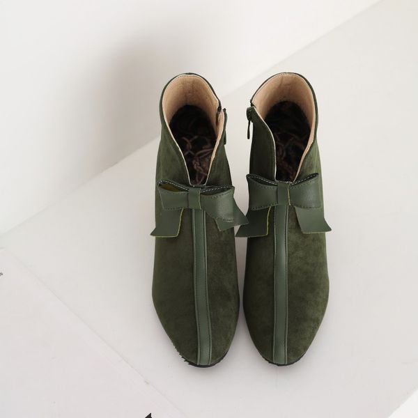 

big size 9 10 11-15 boots women shoes ankle boots for women ladies shoes woman winter bow side zipper stitching, Black