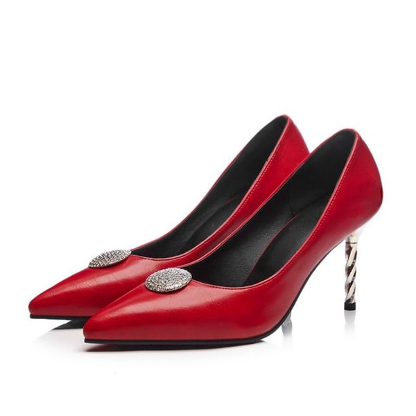 

big size 32-48 stiletto heels women pumps red pointed shoes women shallow high thin heels 8cm 2020 party wedding shoes 701, Black