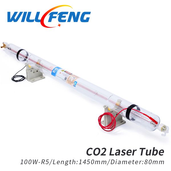 Will Fan Yong Li R5 100W Co2 Laser Tubo Lunghezza 1450mm Diametro 80mm Per Laser Cutter Macchina per incidere 100W Lampada Laser Parte