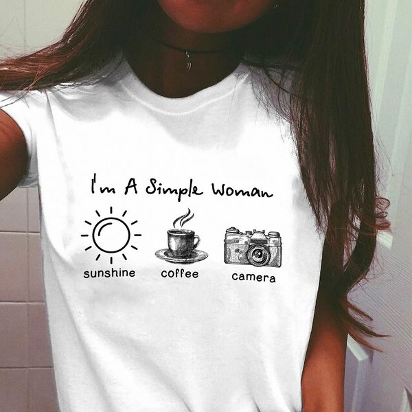 

женщины рубашка женская дизайнерская топы im простая женщина солнечного света и камеры белая рубашка женская майка grunge эстетические слога, White