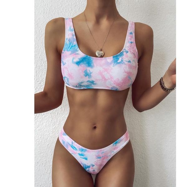 

women's swimwear 2021 women push-up padded bra swimsuit plus size bandeau off-shoulder biquini gradient print mid waist swimwer, White;black