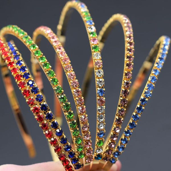 

new simple and exquisite fashion temperament color rhinestone golden hair color rhinestone simple fashion hair hoop 594, Golden;white