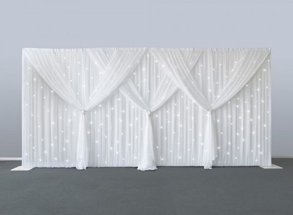 3M X 6M Starlit Pure White Ice Silk Свадебные фоны Занавес Бравные Украшения Вуаль Вечерина Сцена Фон Реквизит Поставляет Бесплатная Доставка