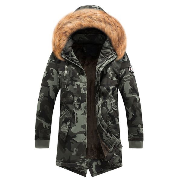 

loldeal mens winter jacket extremely thicken fur hooded long anorak parka padded jacket men camouflage coat, Tan;black