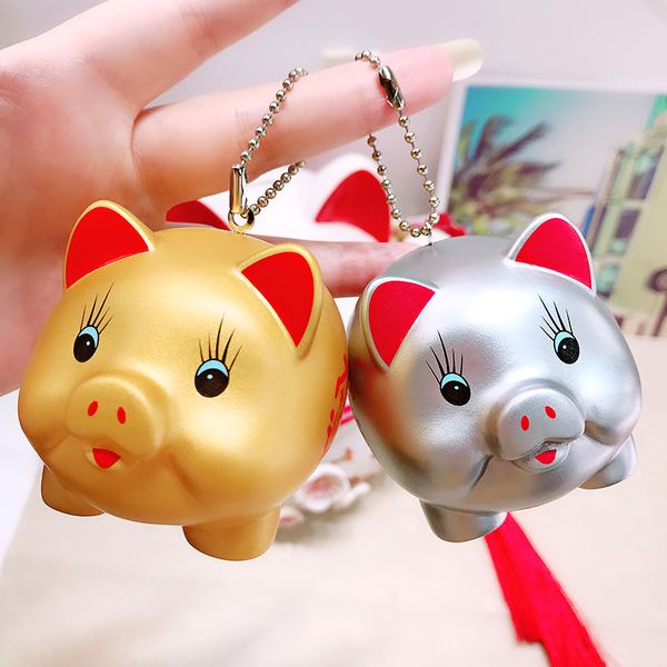 

2019 lucky fortune key chain creative cartoon small golden pig car key chain ring men and women bag pendant gift 20190102