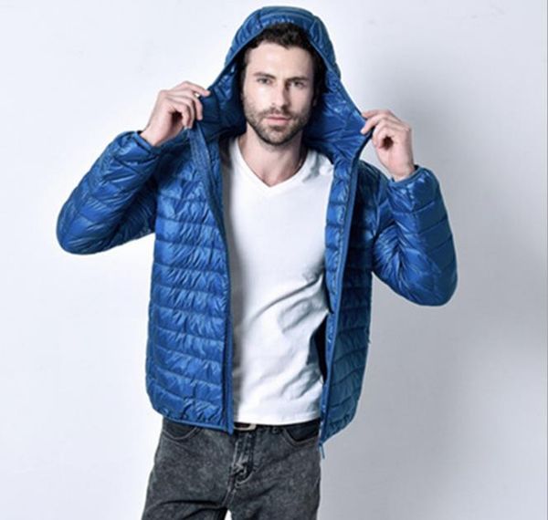 

mens winter solid color outerwear crew neck zipper fashion thin with hat long sleeve homme clothing, Black