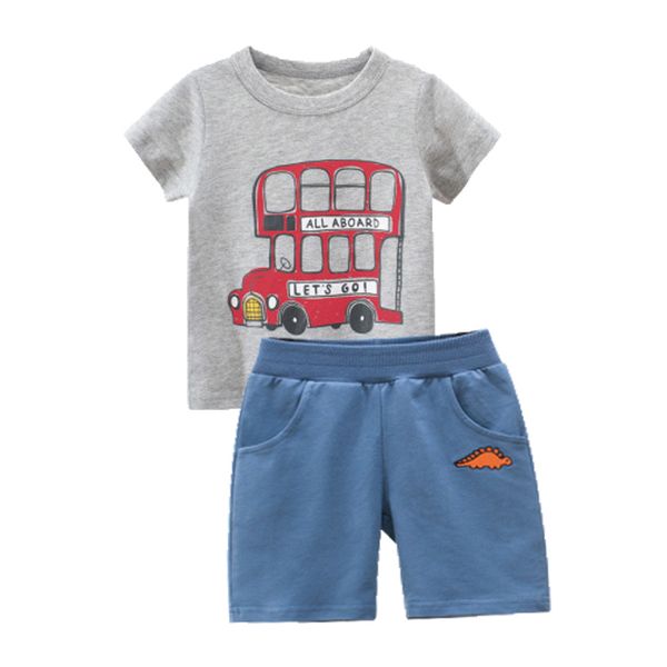 

new 2020 baby boys clothes sets summer brand 100% cotton children suits short sleeve t-shirts kids boys sets 1-10y dinosaur, Black