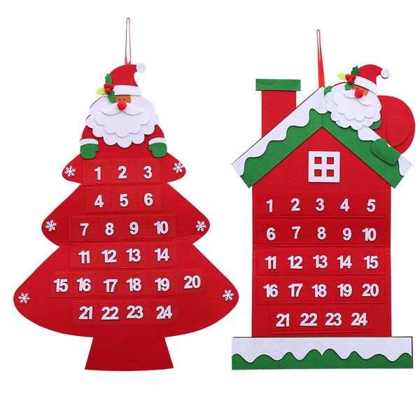 

christmas felt calendar pendant countdown calendar card house decororations