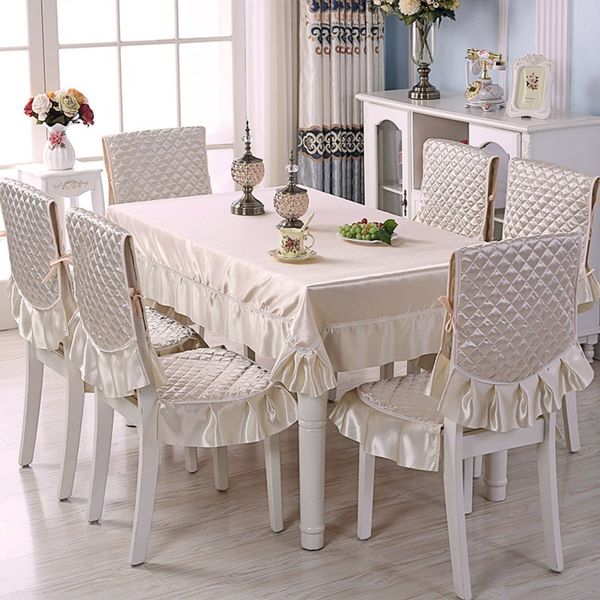 

elegant solid color tablecloth with lace edge dining room kitchen chair cover mat for wedding home table cloth rectangle covers