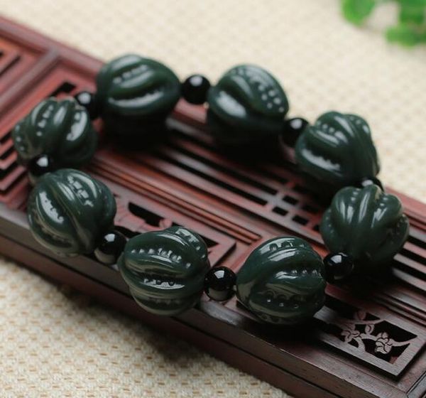 

wholesale xinjiang hetian black sapphire walnut bracelet jade fortune walnut bracelet men and women couple bracelet