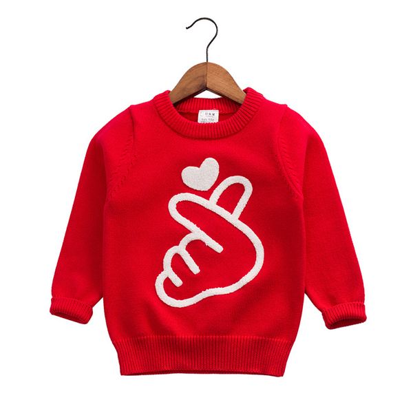 

clearance girls sweater pullover spring knitting love heart girls crochet knitted blouse kids knitwear drop shipping, Blue