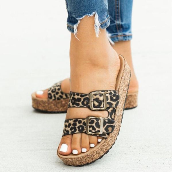 

women summer non-slip slippers casual beach flats shoes gladiators open toe cork slippers shoe daily platform shoes