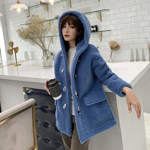 

litvriyh new style hooded wool coat women short overcoat long sleeve thick warm casual women coats cardigan female oats, Black