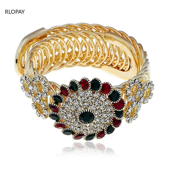 

new fashion gold bangle bracelet rhinestone women cuff bangles open braclelt, Black