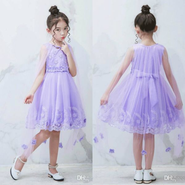 2020 Flor meninas vestidos pura garganta camisa saia ball dedown primeiros vestidos de comunhão meninas chão comprimento lace up back kids wear formal