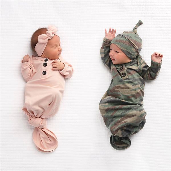 

newborn sleeping bag 3 styles infant baby camo swaddle wrap sleeping bags blanket+hat/headband 2 piece set baby sleepwear bags jy802, White