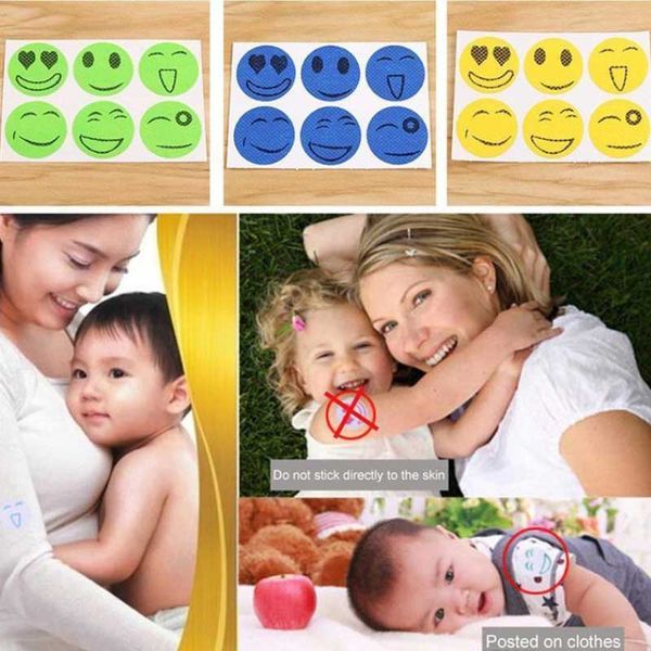 

2020 dropshipping (1 set=6 pcs) anti mosquito sticker patch citronella mosquito killer cotton smiling face mosquito repellent r0603