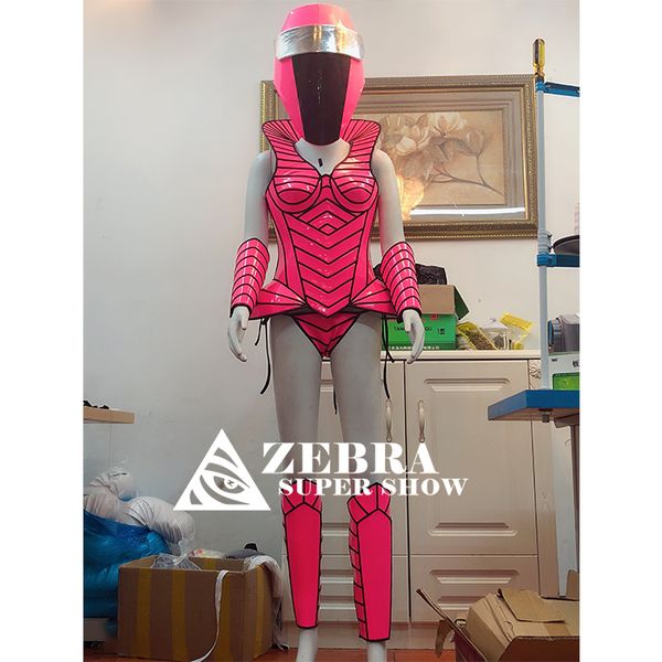 

Future cosplay clothes technology costumes geometric splicing armor gogo sexy costume nightclub women party armor, Black;red