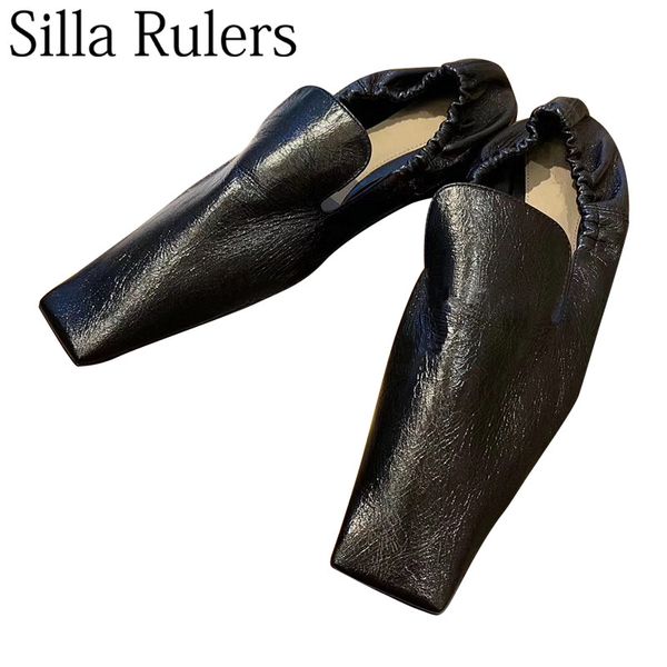

2019 runway comfortable square toe loafers shoes woman sip on genuine leather shoes flat heels shallow zapatos de mujer, Black