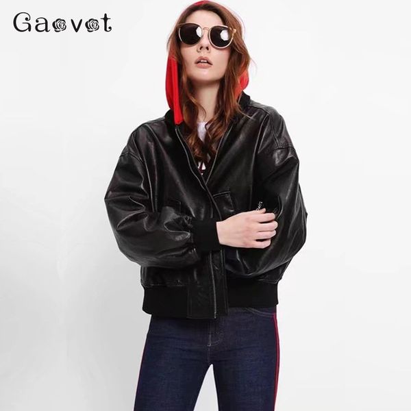 

gaovot hoodie pilot faux black women leather jacket ladies moto coat woman gothic biker jacket womens winter jackets