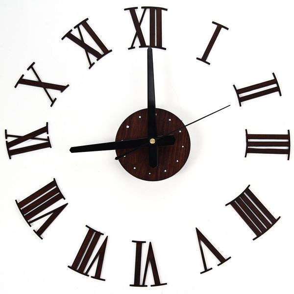 

3d creative home modern art metallic roman numerals decoration diy wall clock