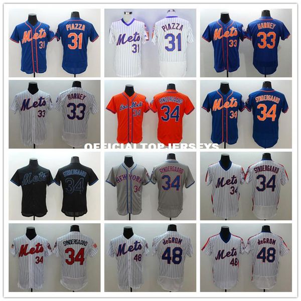 

2019 new fabric flexbase version #34 noah syndergaard #48 jacob degrom color gray white blue retro jerseys 01, Black;blue