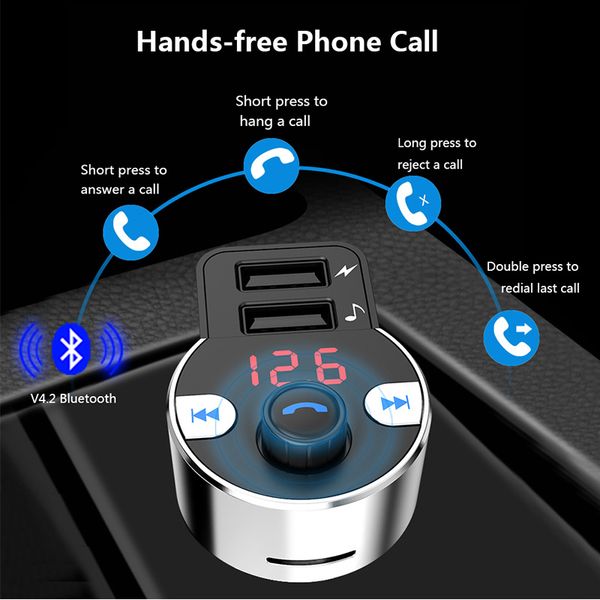 

hk203 car handswireless bluetooth kit fm transmitter lcd car mp3 player usb charger fm modulator auto parts voice broadcast