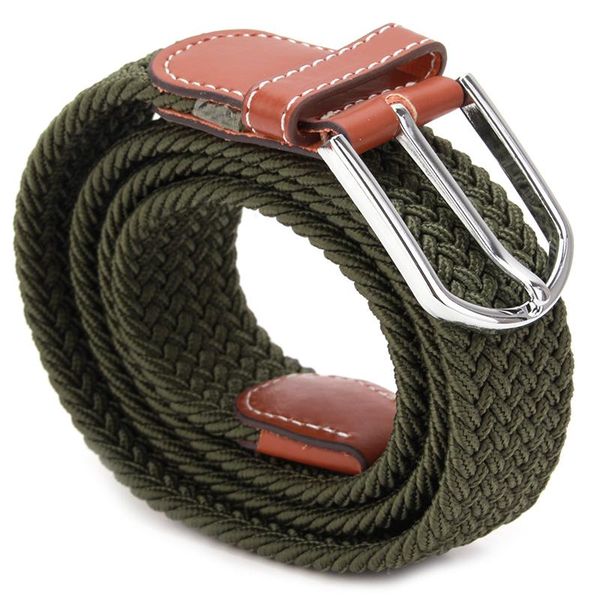 

new fashion men elastic knitted belt metal buckle waist strap army tactical belt 6 colors, Black;brown