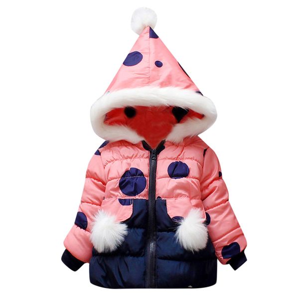 

baby boy girl clothes winter infant kids boy girl long sleeve warm dot print coat toddler thick hooded jacket fashion outerwear, Blue;gray
