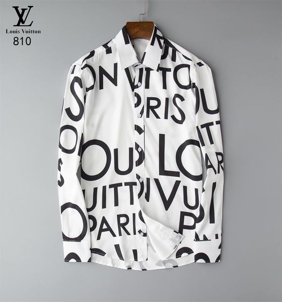 

2020 high-end new long-sleeved lapel men's shirt s-3xlvg16, White;black