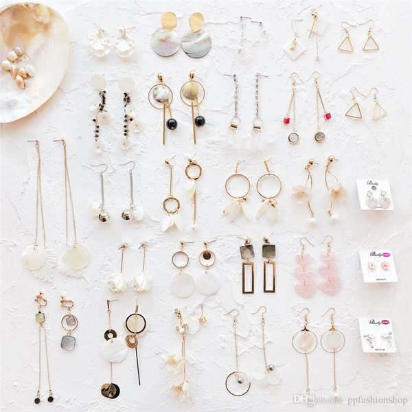 

2018 vintage bohemia sen series shell earrings selection earrings lace jewel earrings accessories eardrop jewelry ing, Silver