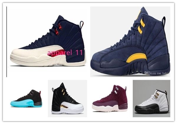

12 bulls unc college navy wheat bordeaux the master black wool flu game michigan men basketball shoes 12s womens sneakers trainers