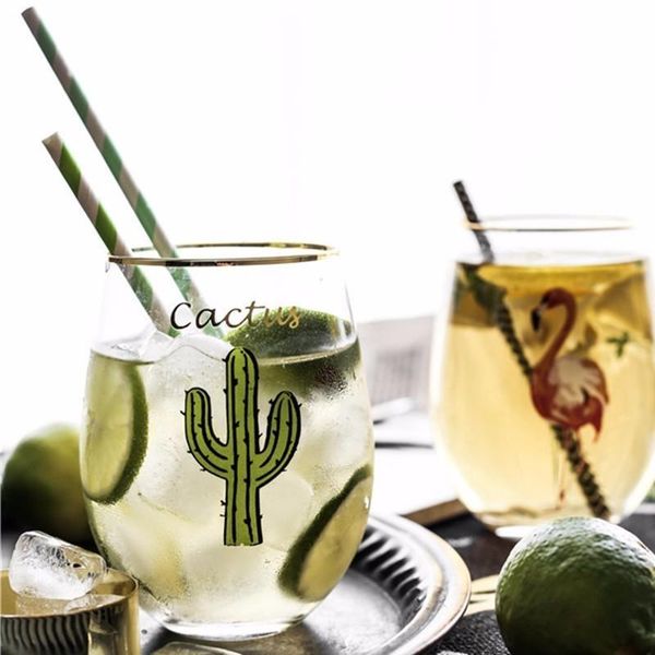 

6 pcs big belly tumbler beer wine glass meou flamingo cactus juice cocktail cup verre nespresso mousse whiskey glasses copo