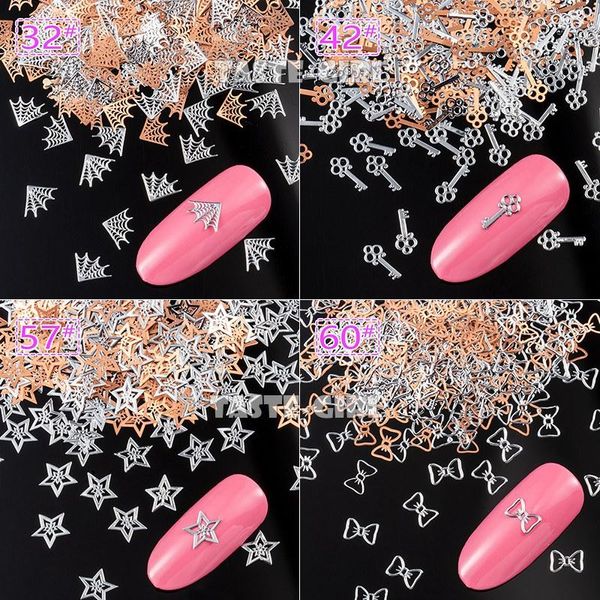 

halloween pumpkin face witch spider web bat star metallic nail sequins brone back nail art slice decoration manicure 400pcs/pack, Silver;gold