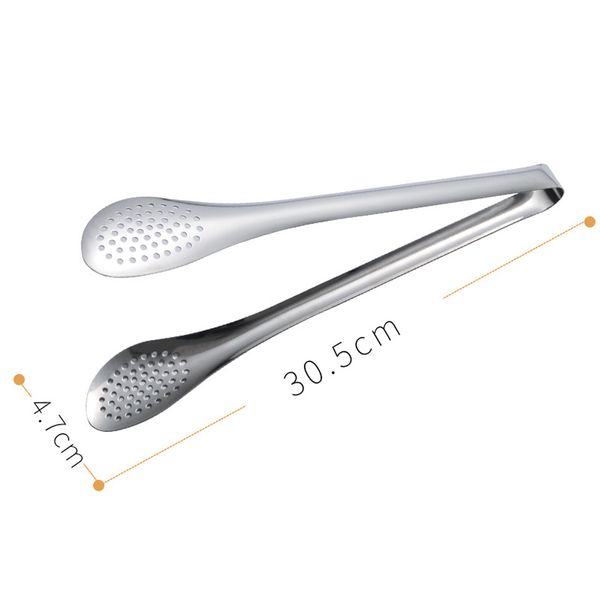 

14 inch length hollow out delicate multi-purpose thicken grill clip stainless steel kitchen tools durable food clip dh0613-2 t03