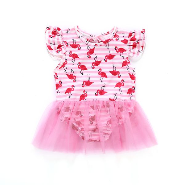 

us stock newborn baby girl swimsuit cartoon red bird print swimwear bandage bathing suit backless tutu beachwear clothes, White