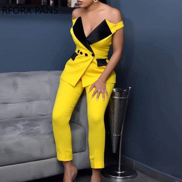 

colorblock  плеом ђдаѬной воѬоник заегнђого blazer бѬки комплек, White