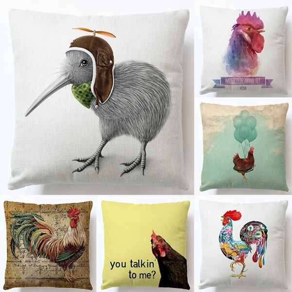 

digital printed cushion cover big cock pattern pillowcase fresh and simple animal pillowcase cute home decoration