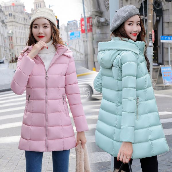 

women cotton jacket winter slim hooded thick causal down cotton winter coat thick warm parkas jacket female overcoat, Black