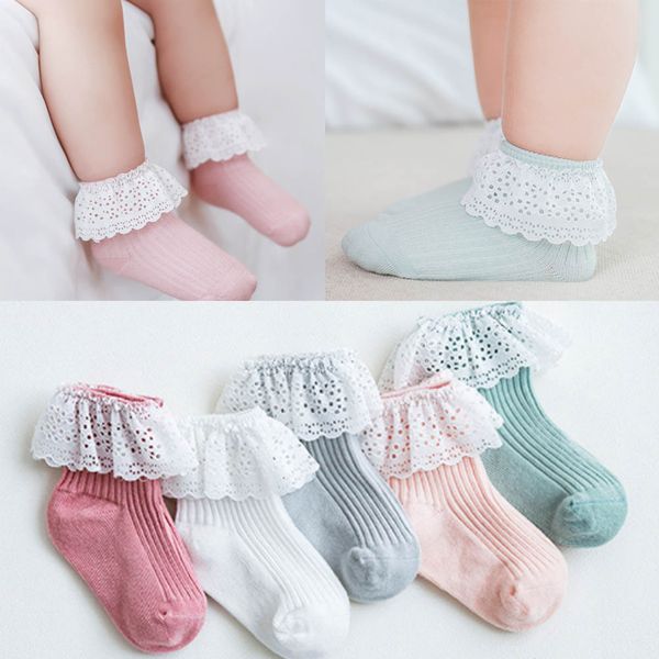 

kids baby socks soft cotton lace ruffle summer girls cotton lace socks kids princess gifts 0-5year, Pink;yellow