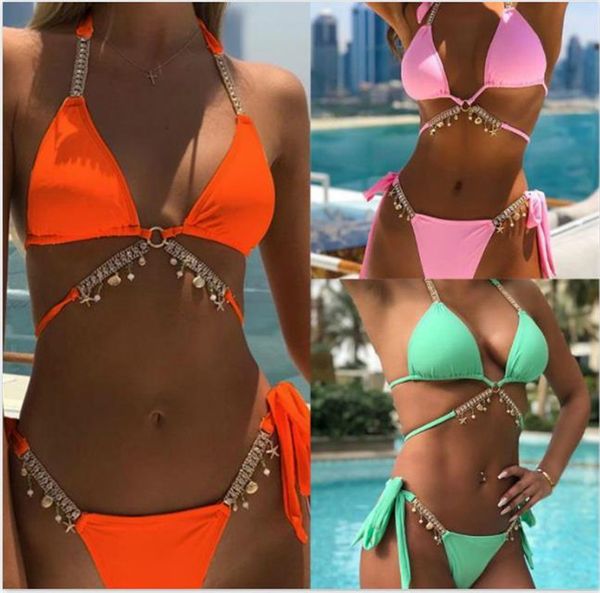 

летние женские дизайнерские бикини sexy solid color two pieces купальники со стразами sexy deep v образным вырезом женские купальники, White;black