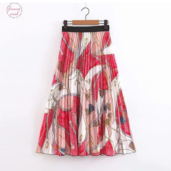 

woman chiffon long pleated skirt 2019 european elastic high waist print maxi a line skirt bohemian boho skirt faldas, Black