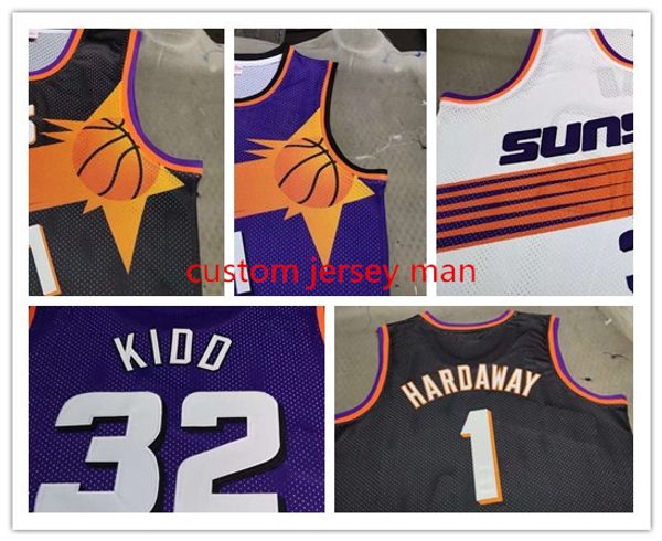 

баскетбол джерси колледжа # 32 кидд # 1 hardway # 13 nash # 31 джерси marion белого черный фиолетовый мужской сшитый возврата на заказ разме, Black