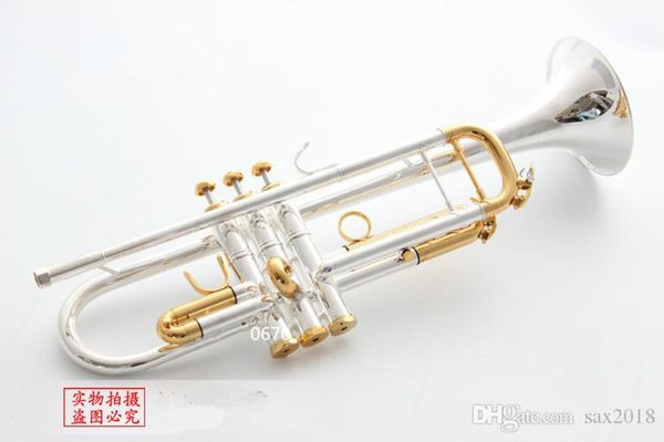 

new bach lt180s-72 bb trumpet instruments surface golden and silver plated brass bb trompeta musical instrument