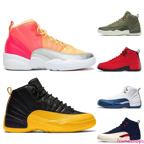 

jumpman men 12s basketball shoes punch sunrise game royal 12 fiba unc space jam white playoff blue cny sneakers
