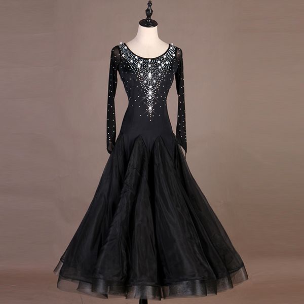 

ballroom dance dresses women pearl black dancing dress evening party waltz dress group performance ballroom dance vdb535, Black;red