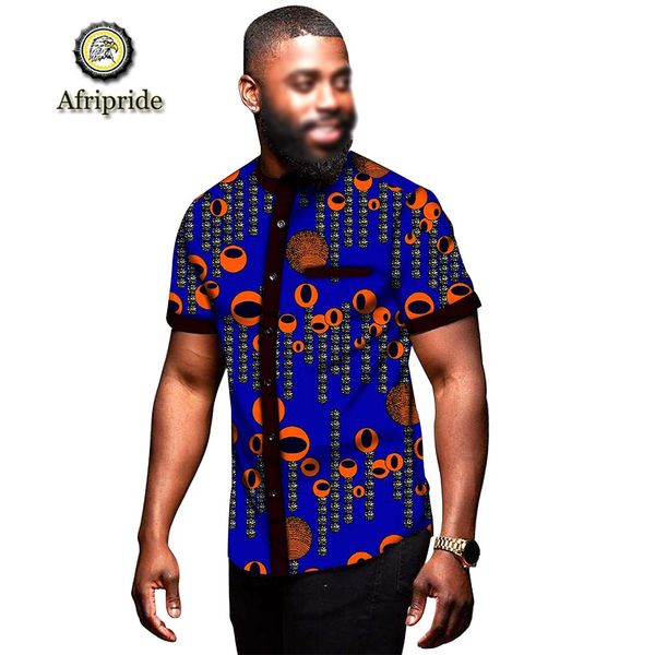 

2019 african men clothing dashiki print shirt short sleeve summer casual blouse ankara fabric bazin riche afripride s1912005, White;black