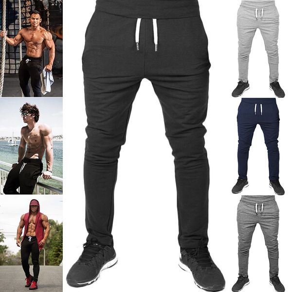 

mens pants casual trousers sports long pants gym slim trousers running fitness training mck99, Black;blue