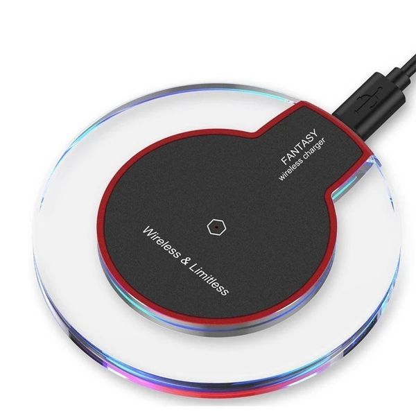 

qi wireless charger universal led pad with usb cable charger for iphone samsung 7 8 x with retail package