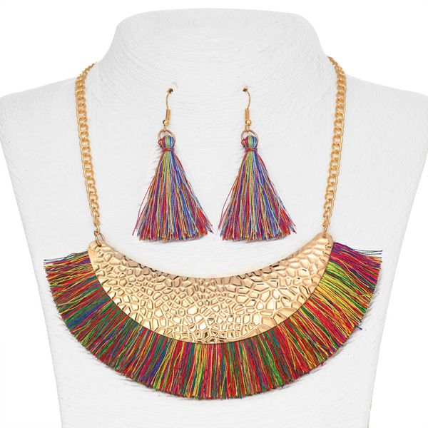 

zoshi jewelry set for women boho tassel jewelry set wedding gold chain punk choker necklace bridal dubai jewellery sets, Silver